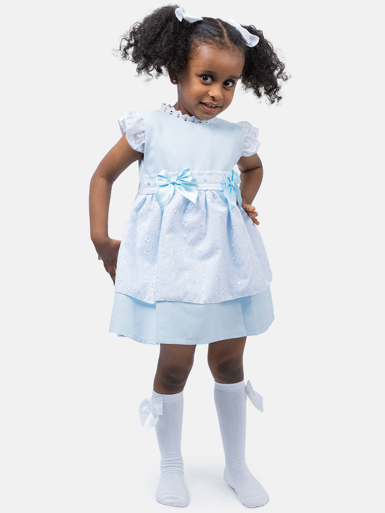 Baby Girl Estrella Collection Lace Spanish Dress-Baby Blue