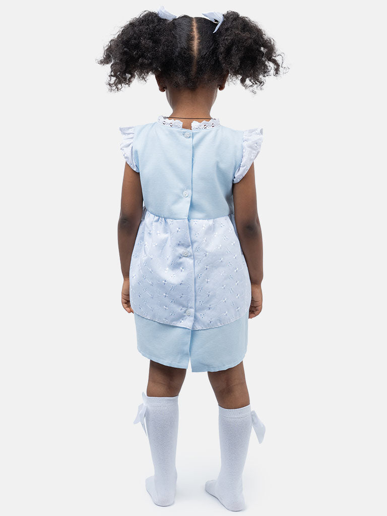 Baby Girl Estrella Collection Lace Spanish Dress - Baby Blue