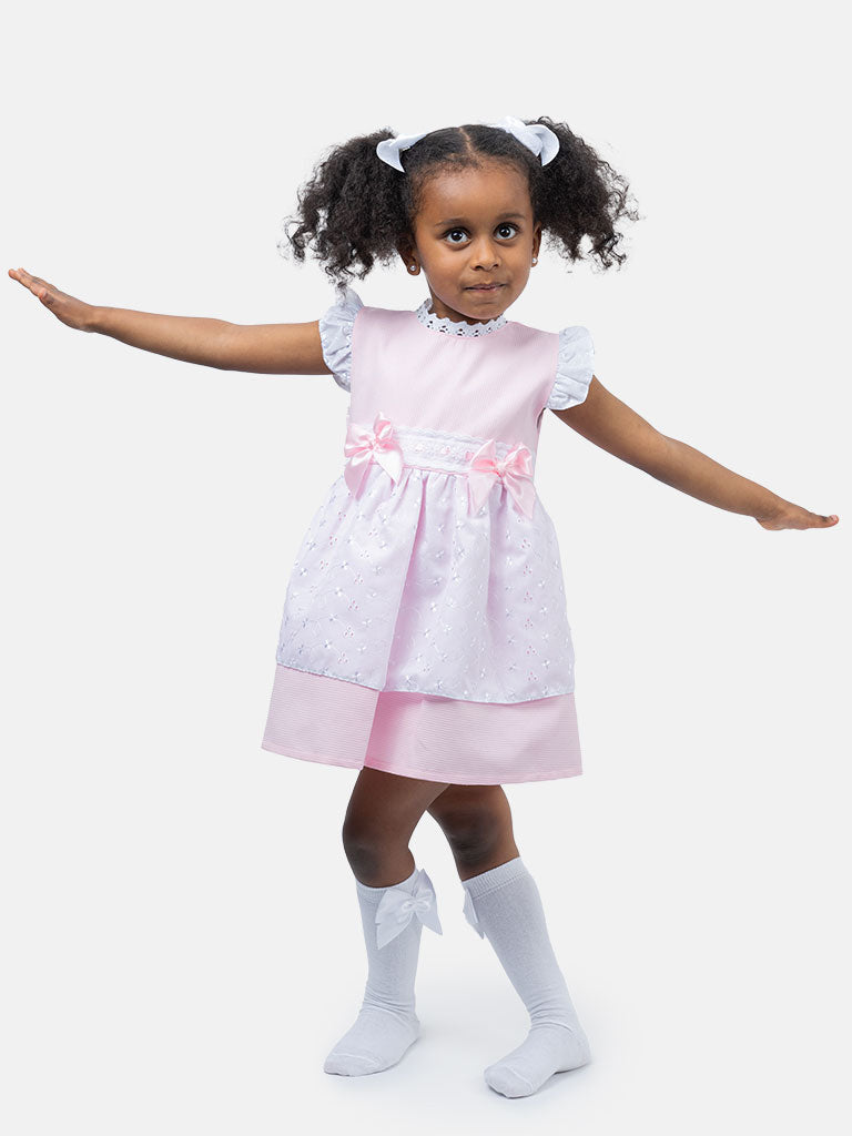Baby Girl Estrella Collection Lace Spanish Dress - Baby Pink