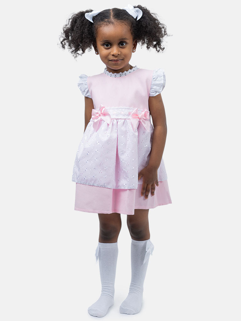 Baby Girl Estrella Collection Lace Spanish Dress - Baby Pink