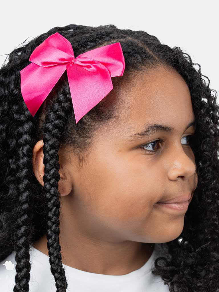 Baby Girl Vibrant Satin Bow Hairclip-Fuchsia Pink