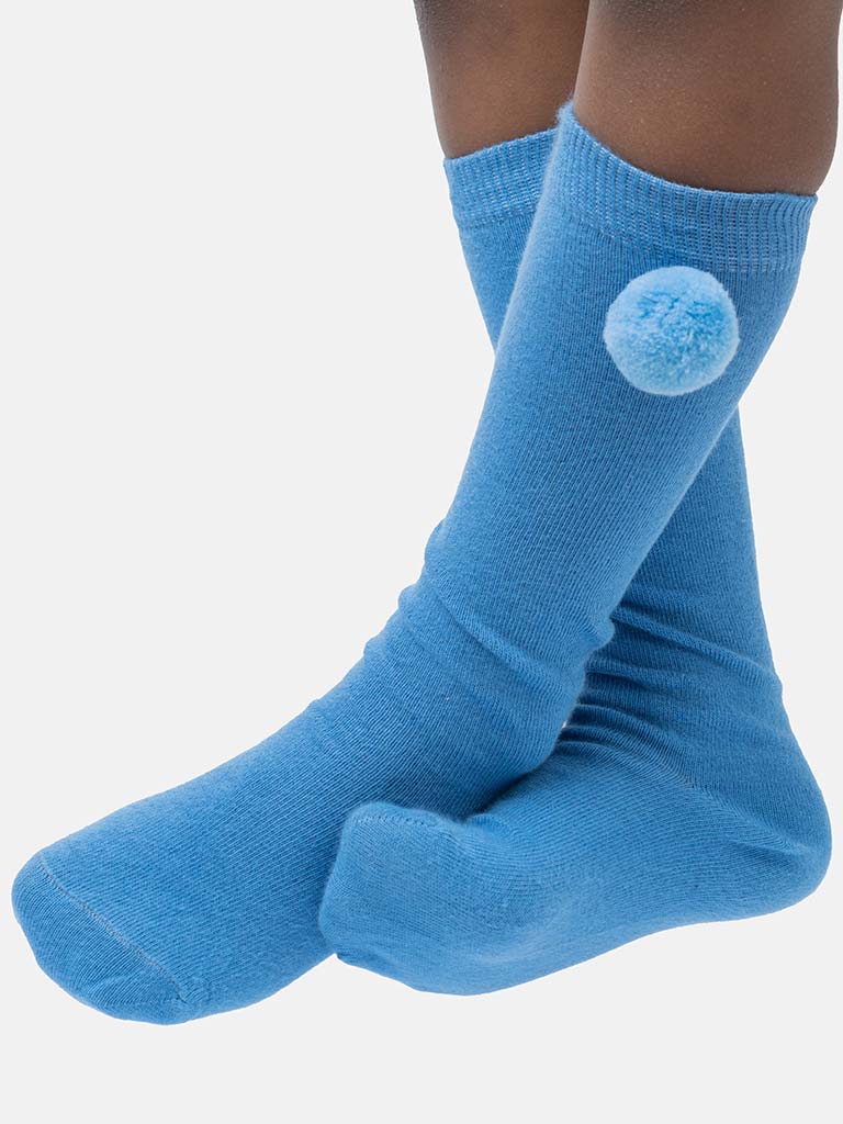 Baby Boy Vibrant Pom-pom Knee Socks-Blue