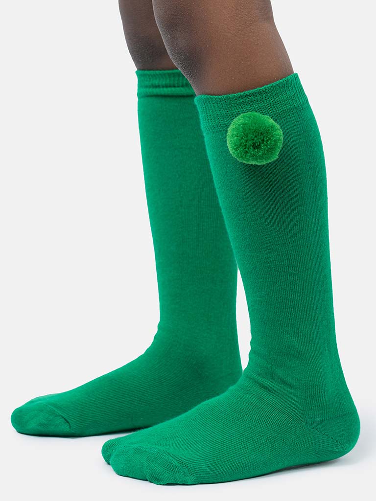 Baby Boy Vibrant Pom-pom Knee Socks-Green
