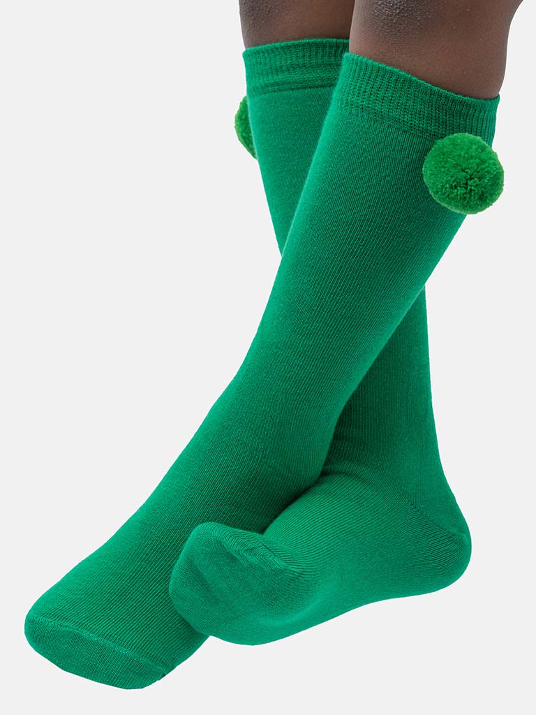 Baby Boy Vibrant Pom-pom Knee Socks-Green