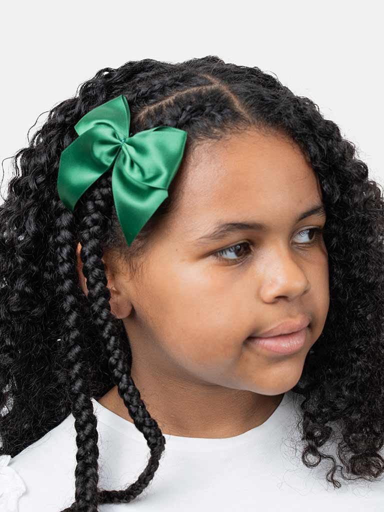 Baby Girl Vibrant Satin Bow Hairclip-Green