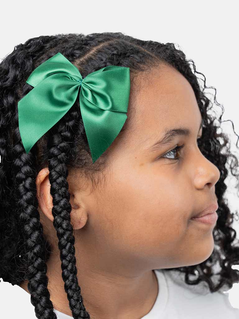 Baby Girl Vibrant Satin Bow Hairclip-Green