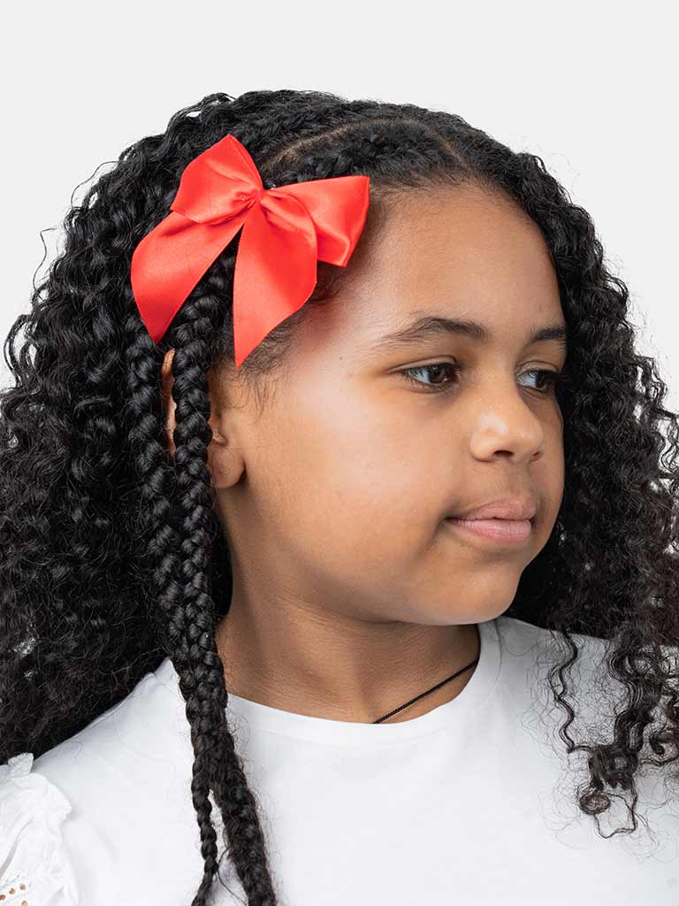 Baby Girl Vibrant Satin Bow Hairclip-Red