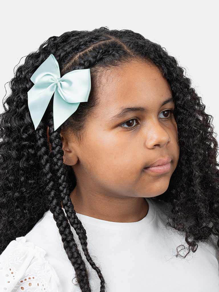 Baby Girl Vibrant Satin Bow Hairclip-Mint Green