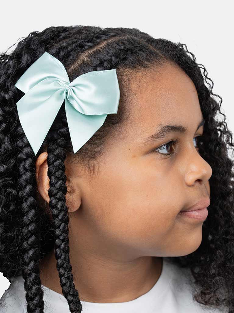 Baby Girl Vibrant Satin Bow Hairclip-Mint Green