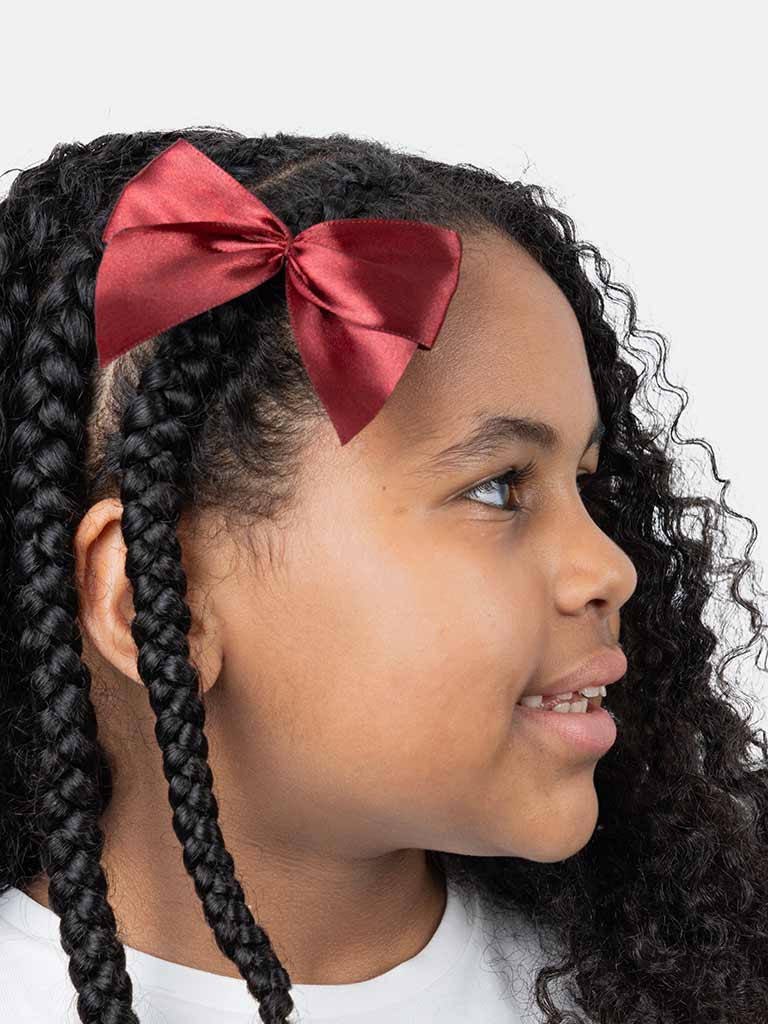 Baby Girl Vibrant Satin Bow Hairclip-Burgundy