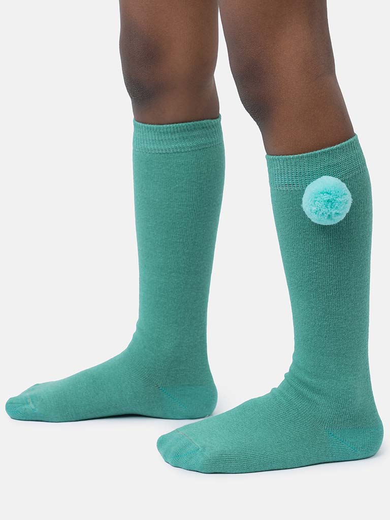 Baby Boy Vibrant Pom-pom Knee Socks-Mint Green