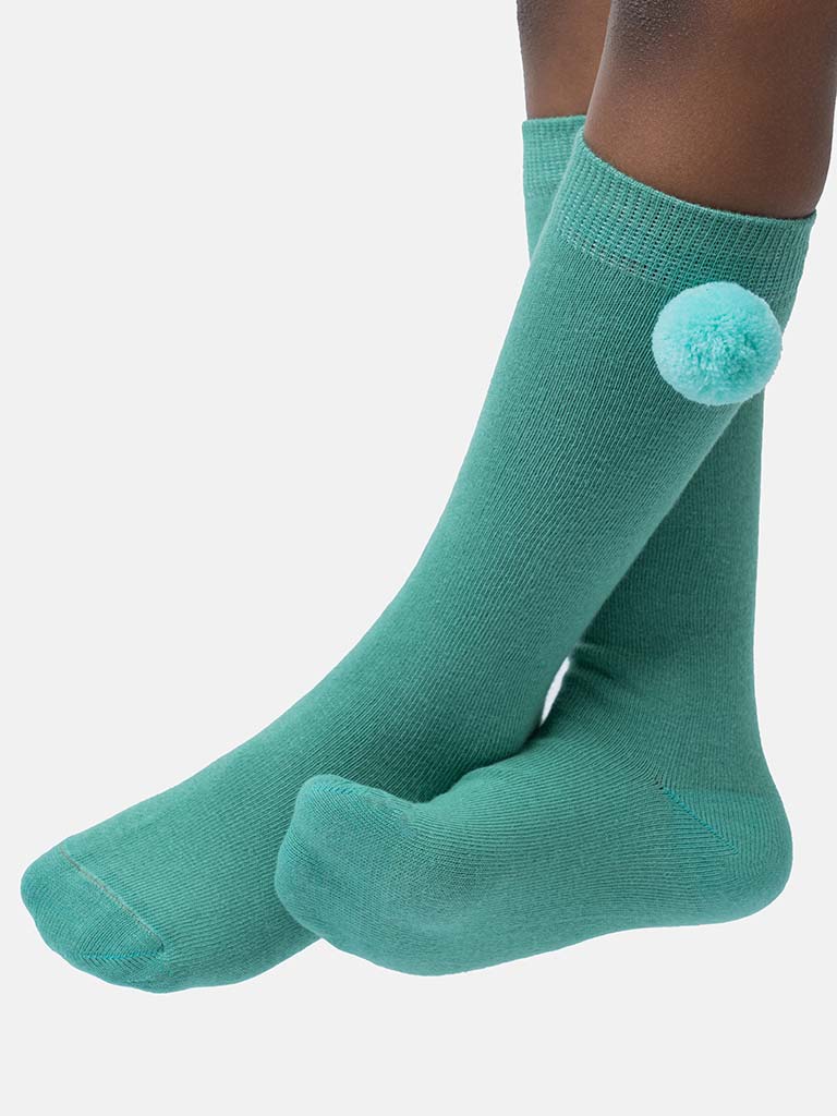 Baby Boy Vibrant Pom-pom Knee Socks-Mint Green