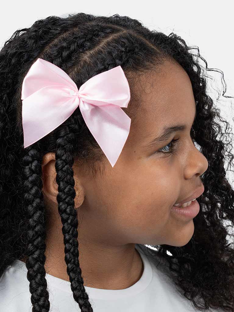 Baby Girl Vibrant Satin Bow Hairclip-Baby Pink