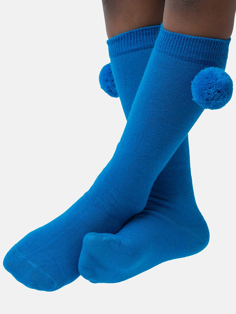Baby Boy Vibrant Pom-pom Knee Socks-Royal Blue