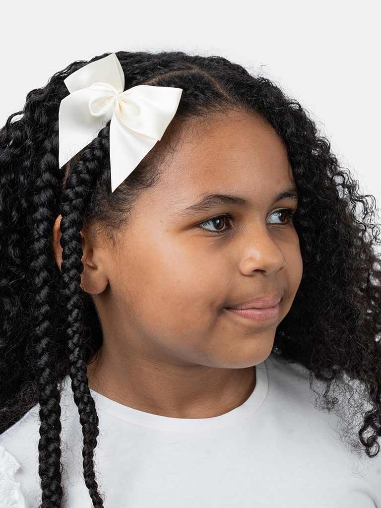 Baby Girl Vibrant Satin Bow Hairclip-Beige