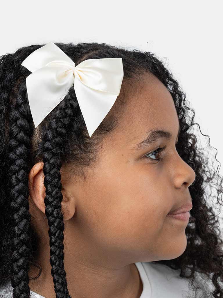 Baby Girl Vibrant Satin Bow Hairclip-Beige