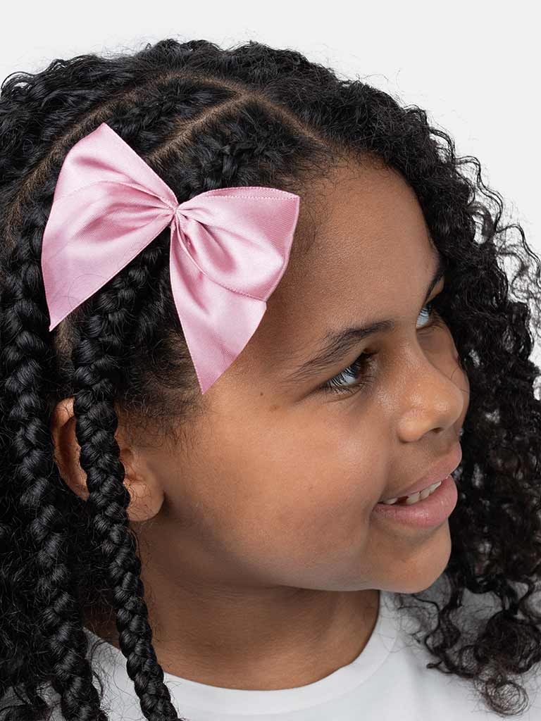 Baby Girl Vibrant Satin Bow Hairclip-Dusty Pink