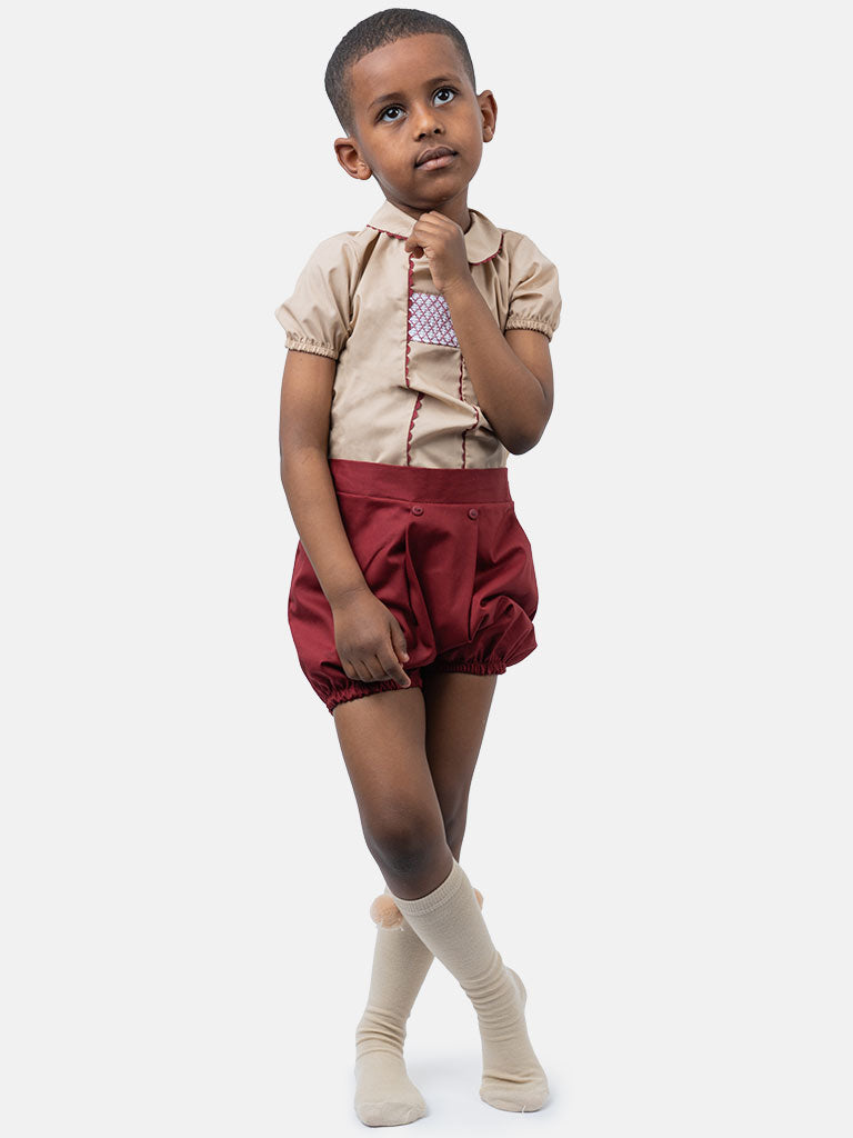Baby Boy Antonio Collection Spanish Romper - Burgundy