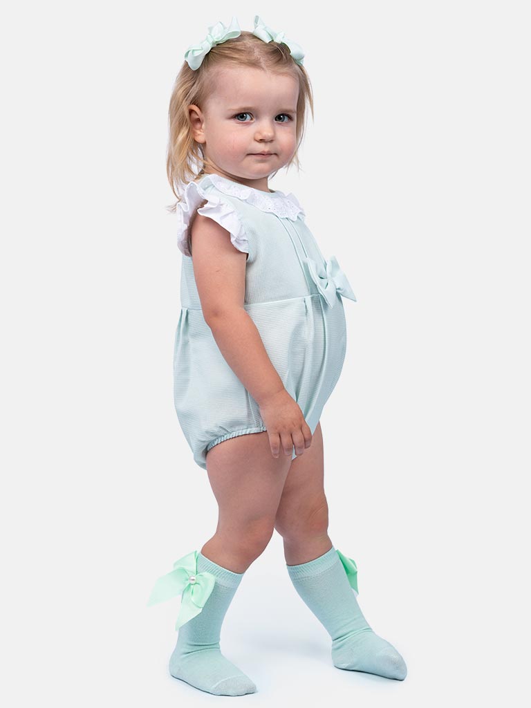 Baby Girl Eva Collection Spanish Romper - Mint Green