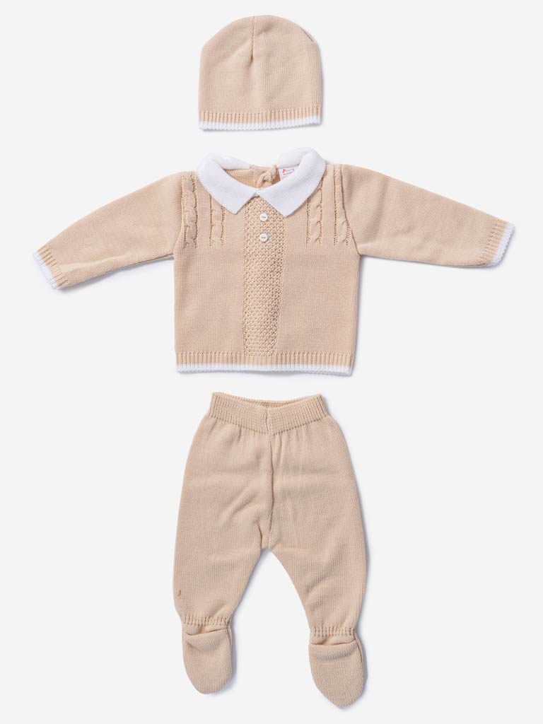 Baby Boy 3-piece Little Gentleman Knitted Gift Box Set - Beige