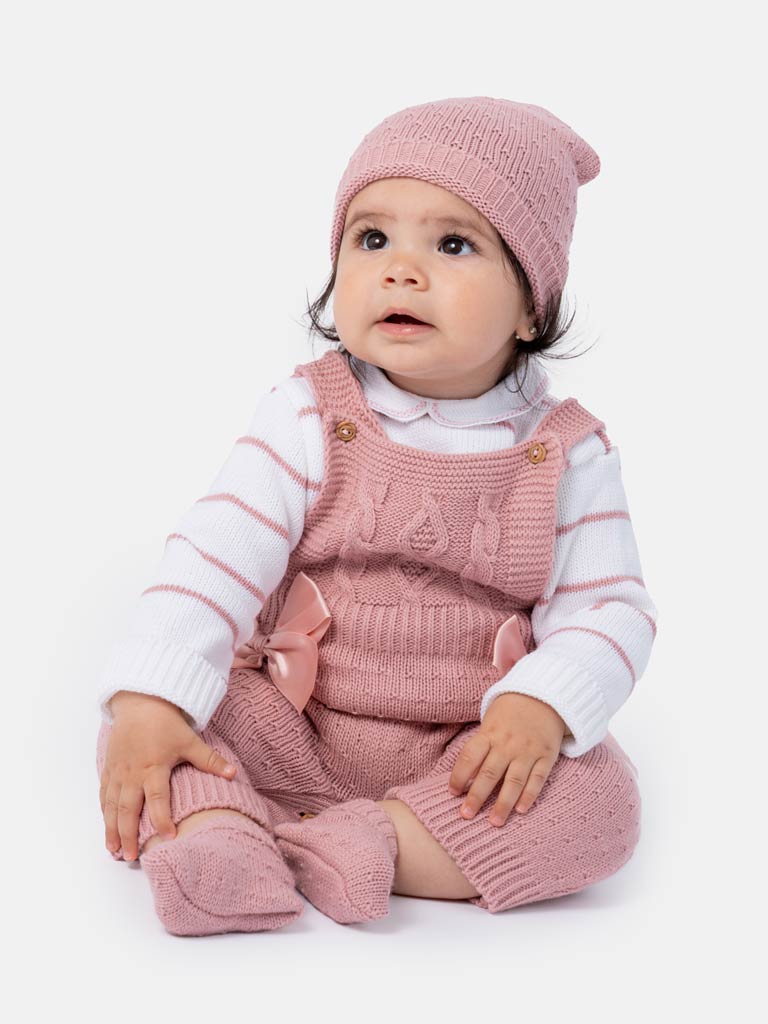 Baby Girl Nia Collection 4-piece Spanish Knitted Set - Dusty Pink