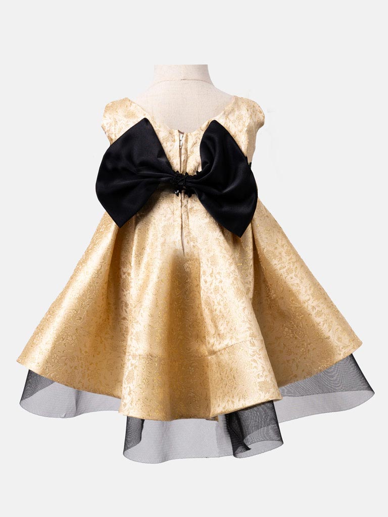 Baby Girl Embroidery Brocade Ceremony Dress - Gold