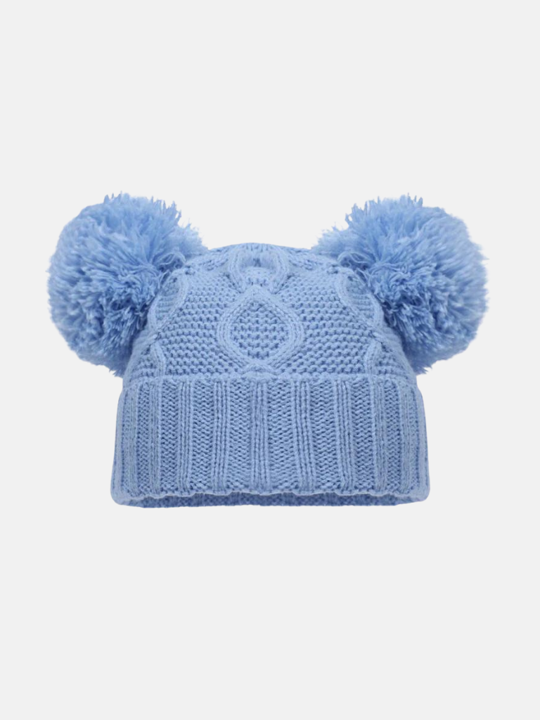 Baby Unisex Deluxe Chain Knit Pom-pom Hat - Blue