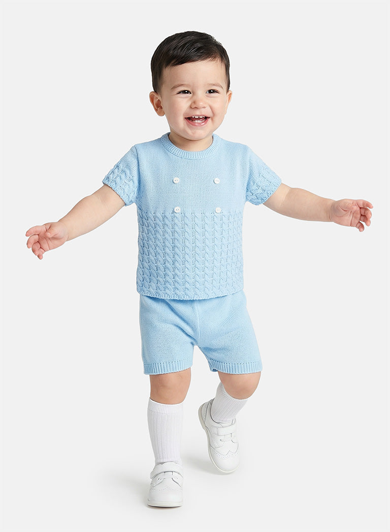 Baby Boy Felipe Collection 2-piece Spanish Knitted Set - Baby Blue