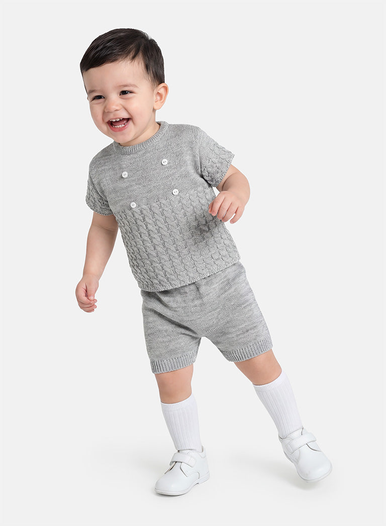 Baby Boy Felipe Collection 2-piece Spanish Knitted Set - Grey