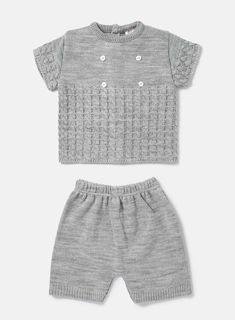Baby Boy Felipe Collection 2-piece Spanish Knitted Set - Grey
