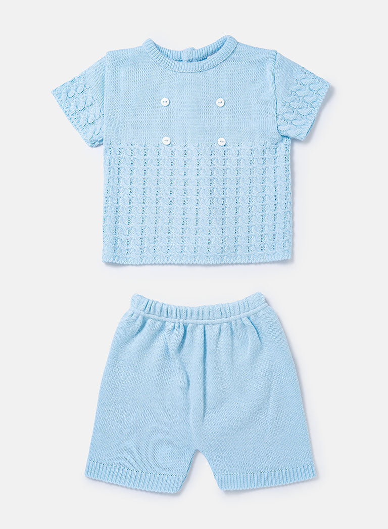 Baby Boy Felipe Collection 2-piece Spanish Knitted Set - Baby Blue