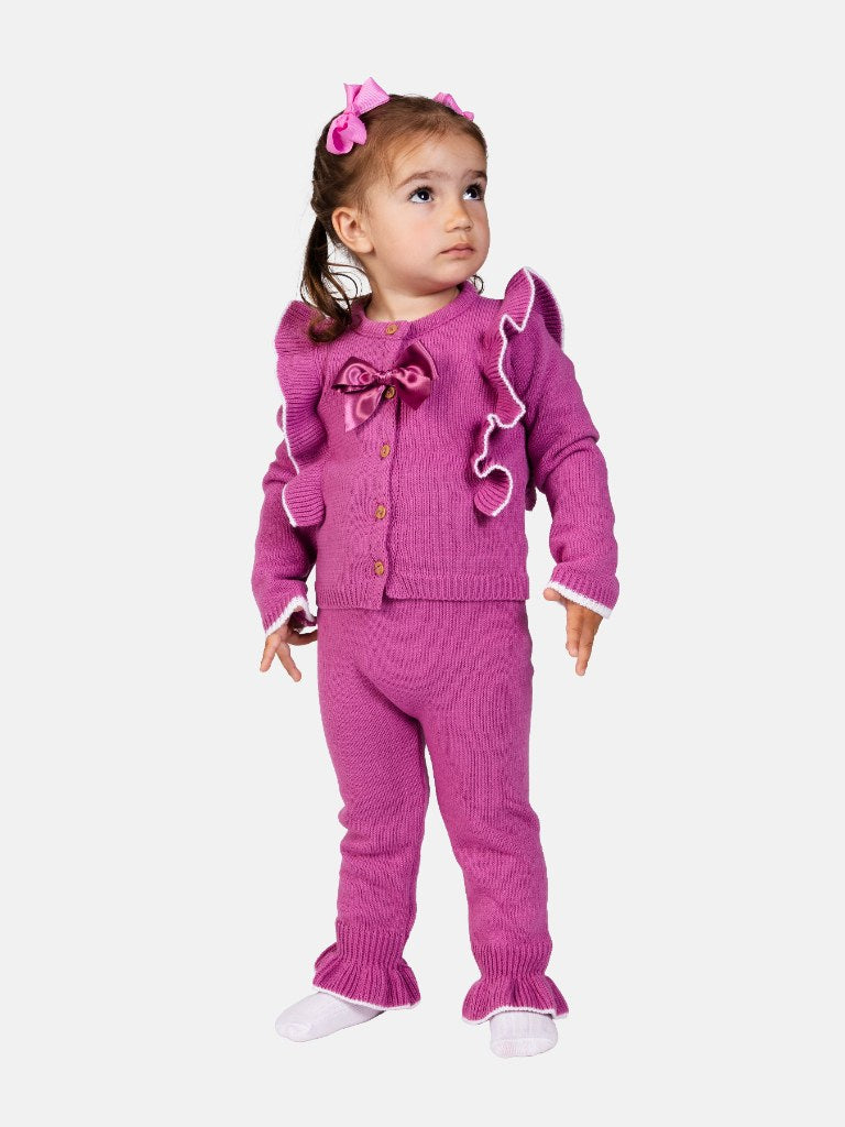 Baby Girl Kim Collection 2-piece Spanish Knitted Set - Plum