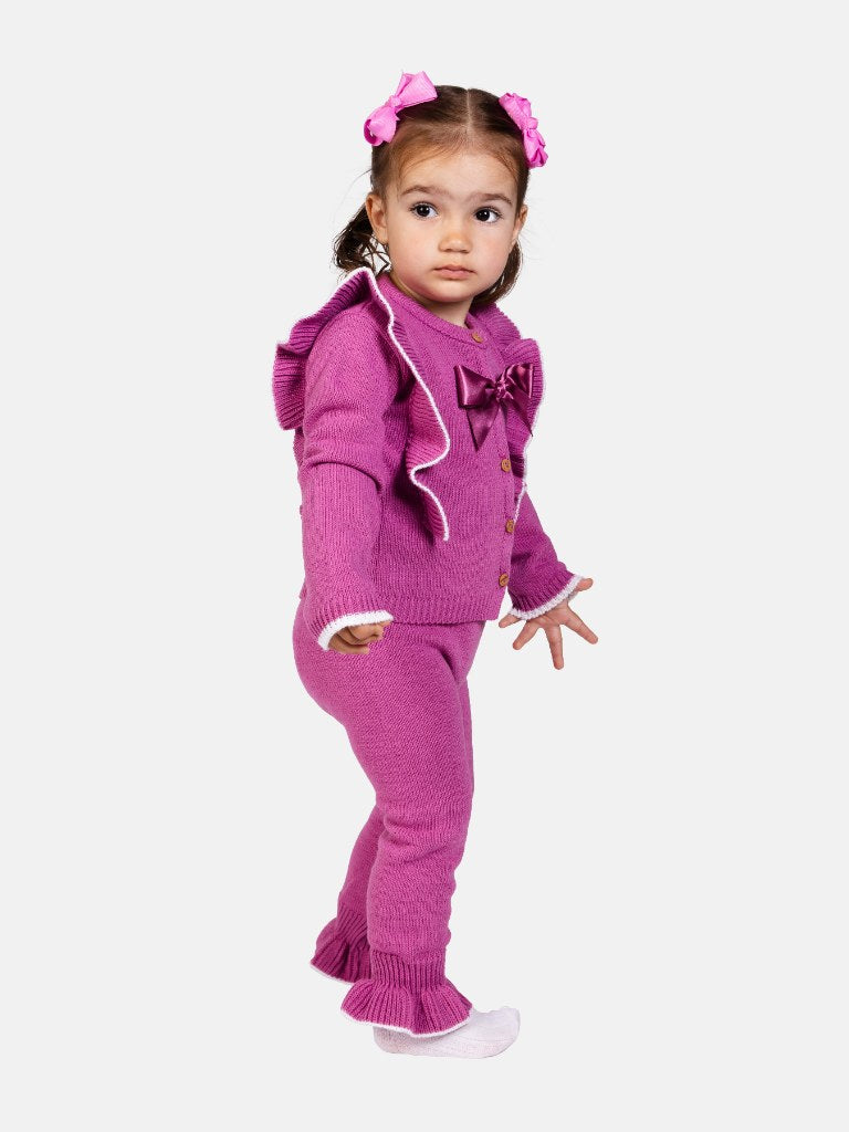Baby Girl Kim Collection 2-piece Spanish Knitted Set - Plum