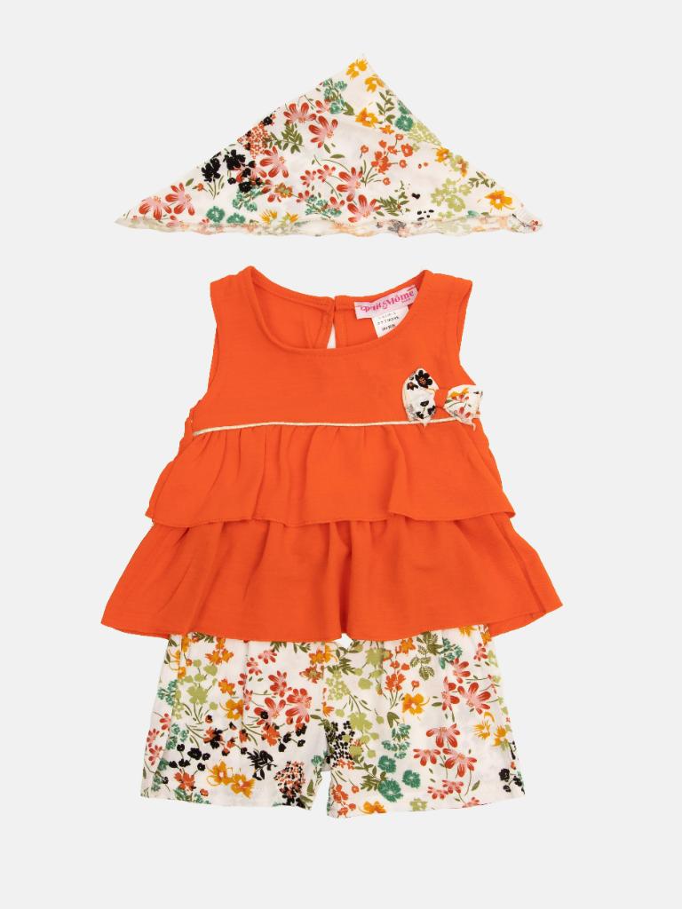 Baby Girl Marie French Collection 3-Piece Summer Set-Orange Floral