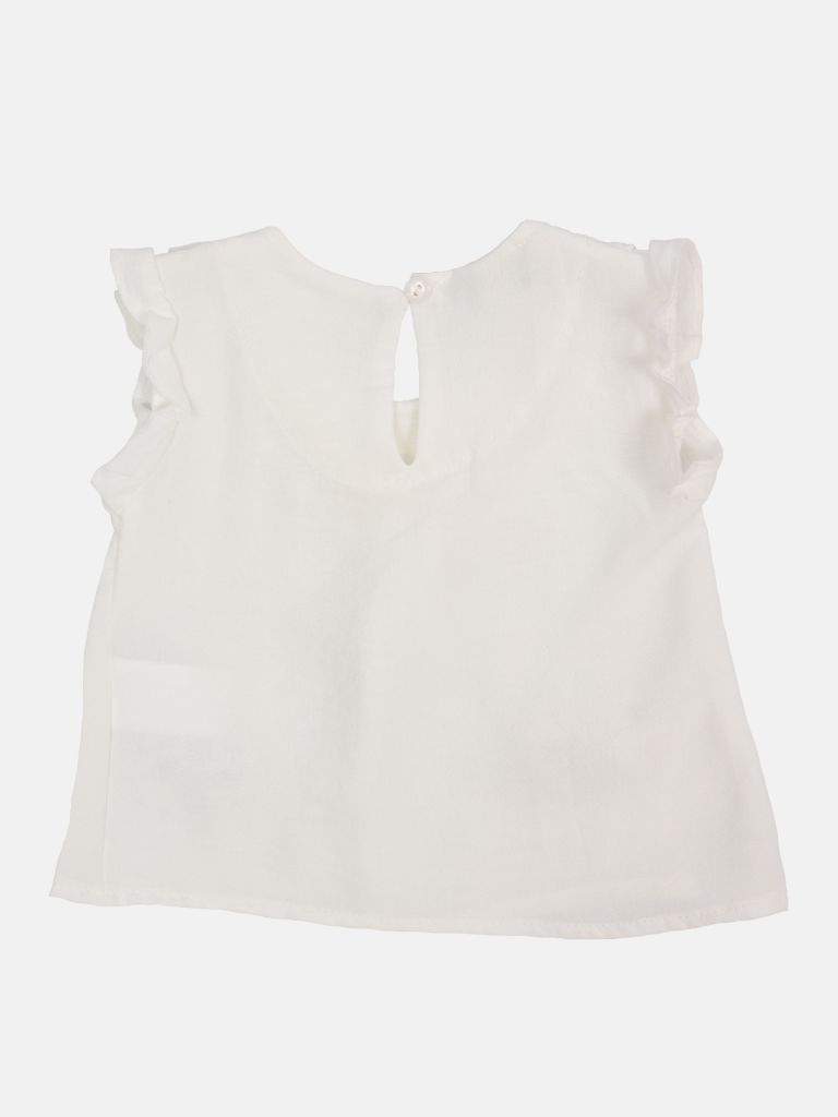 Baby Girl Margo French Collection 3-piece Frilly Top, Floral Printed Pants and Headband Set with Big Bow - White