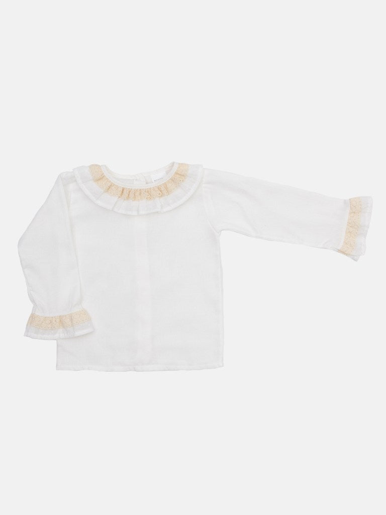 Baby Girl Tartan Romper with Bow and Lace - Beige - Small Fit