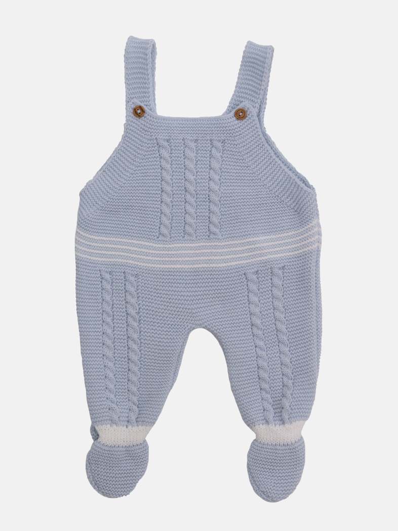 Baby Boy Merida Collection 3-piece Knitted Set with Dungaree & Bonnet-Baby Blue