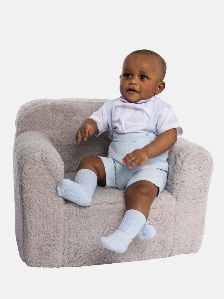 Baby Boy Madrid Collection Romper with white shirt - Baby Blue