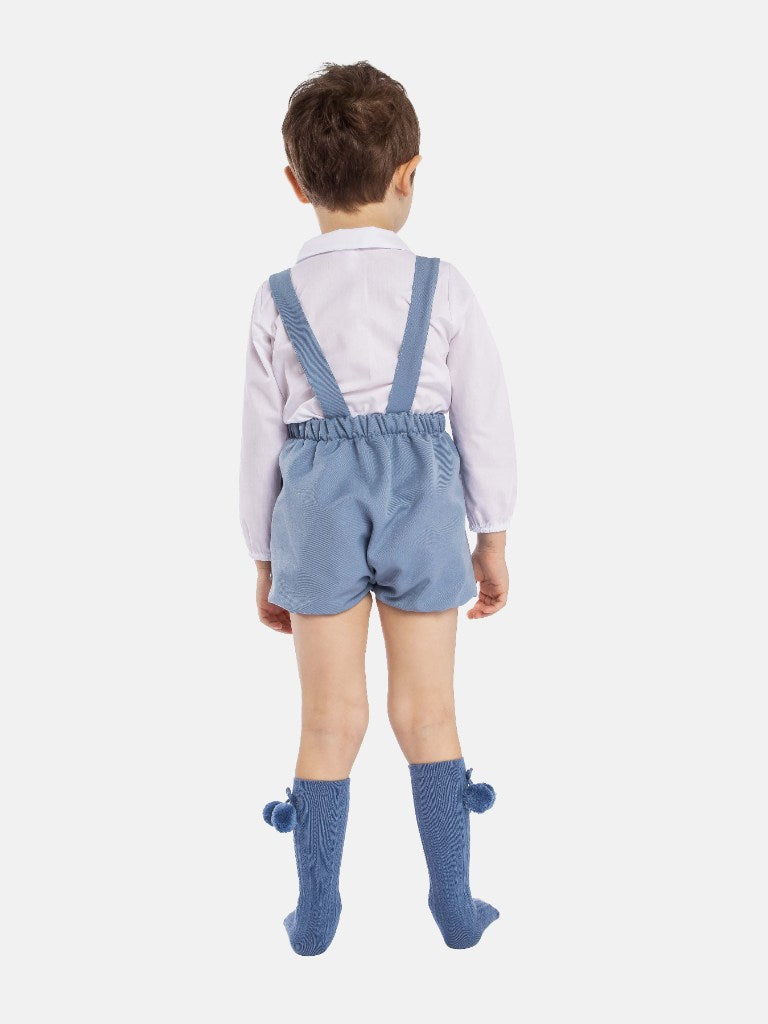 Baby Boy Miguel Collection Spanish Romper Set with Shirt - Blue