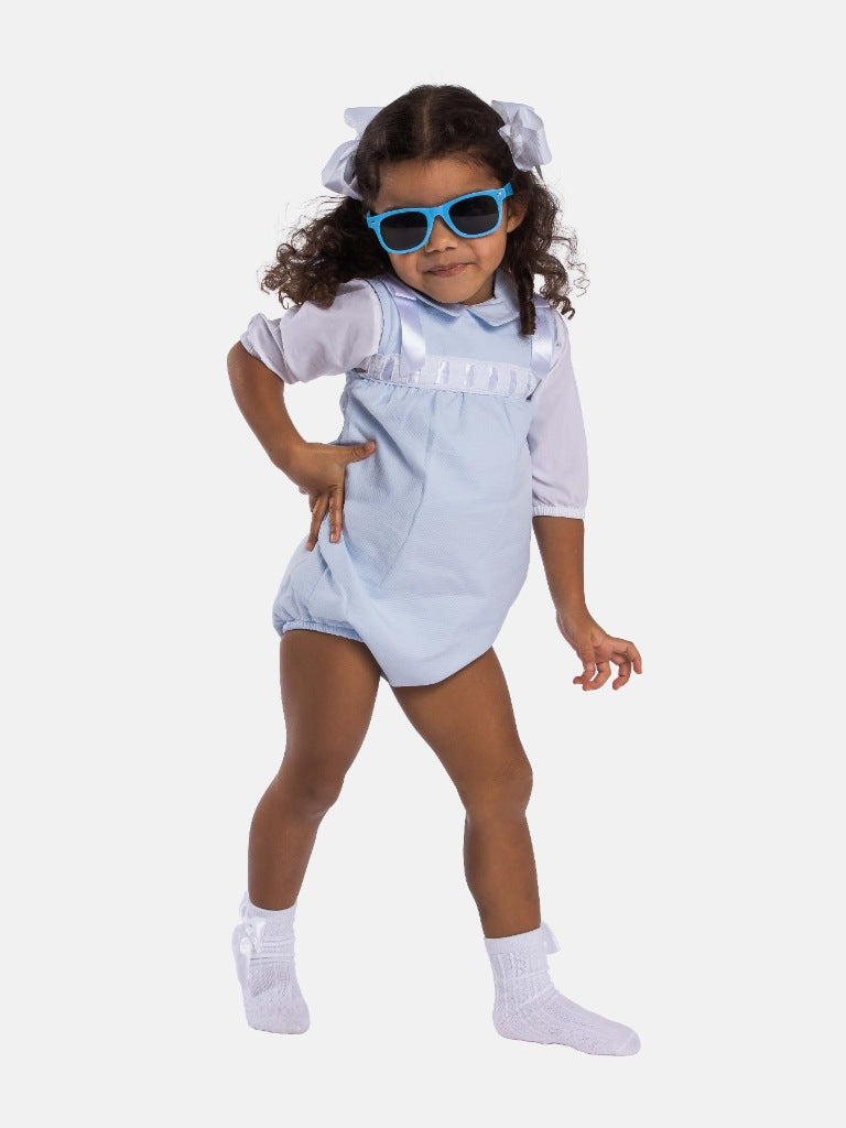 Baby Girl Almera Collection Spanish Romper - Baby Blue