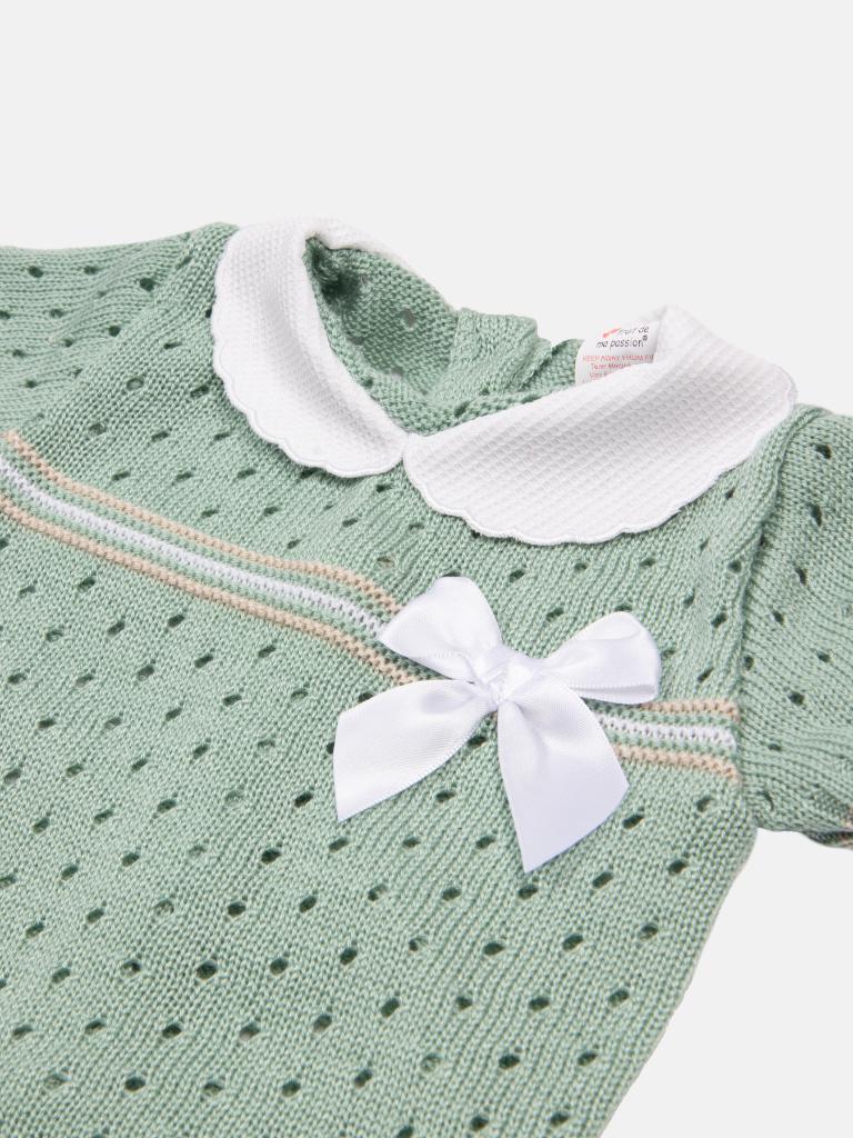 Baby Girl Dot Knitted Short Sleeve Summer Gift Box Set - Mint Green