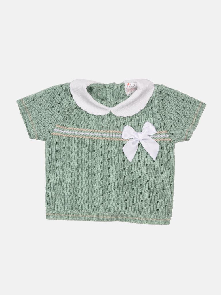 Baby Girl Dot Knitted Short Sleeve Summer Gift Box Set - Mint Green