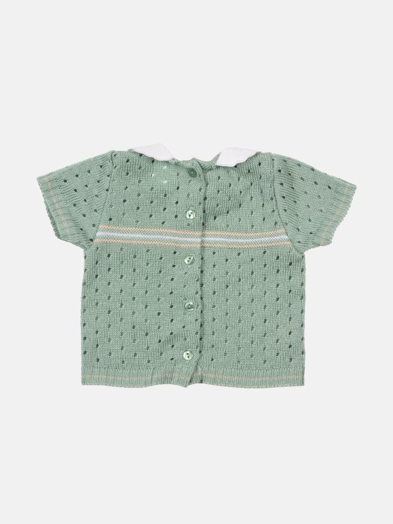 Baby Girl Dot Knitted Short Sleeve Summer Gift Box Set - Mint Green