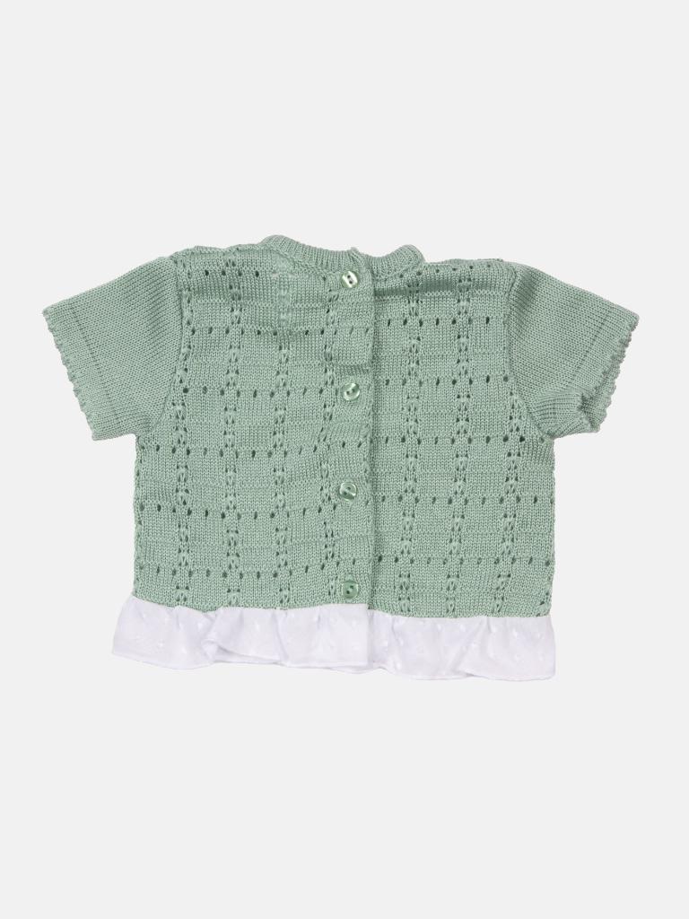 Baby Girl Line Knitted Short Sleeve Summer Gift Box Set - Mint Green