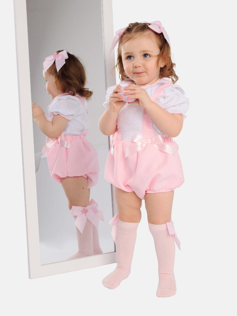 Baby Girl Lara Collection Spanish Romper Set-Baby Pink