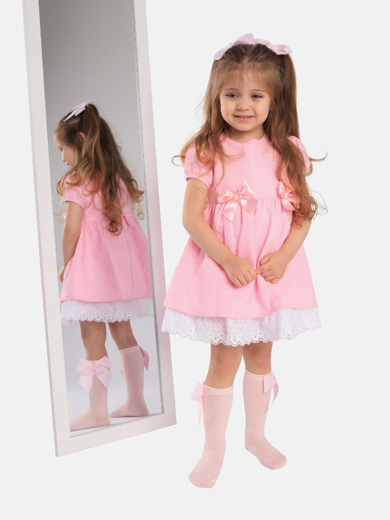 Baby Girl Nina Collection Bow Spanish Dress-Pink
