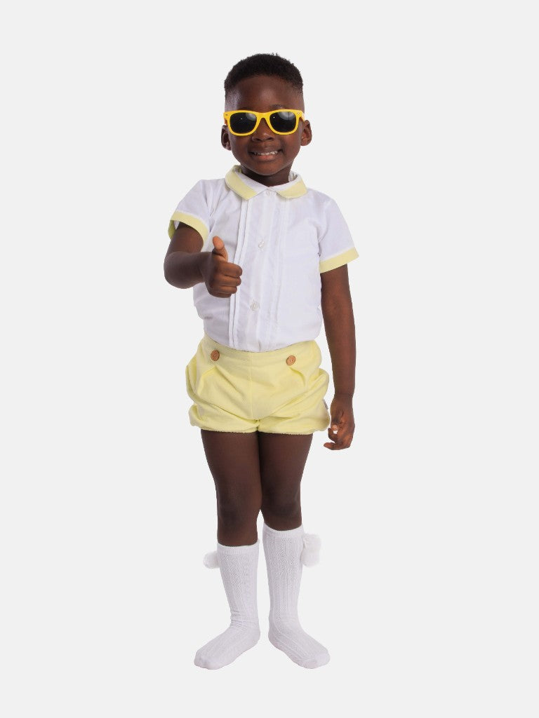 Baby Boy Kevin Collection Spanish 2-Piece Romper Set - Lemon Yellow