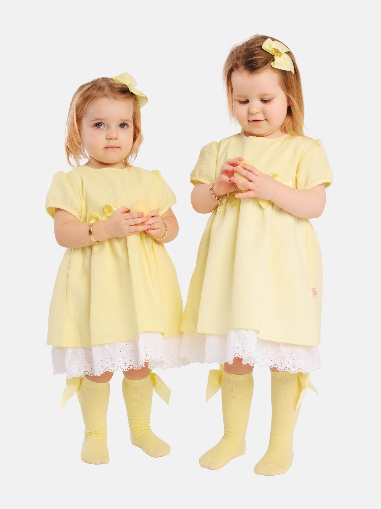 Baby Girl Nina Collection Bow Spanish Dress - Lemon Yellow