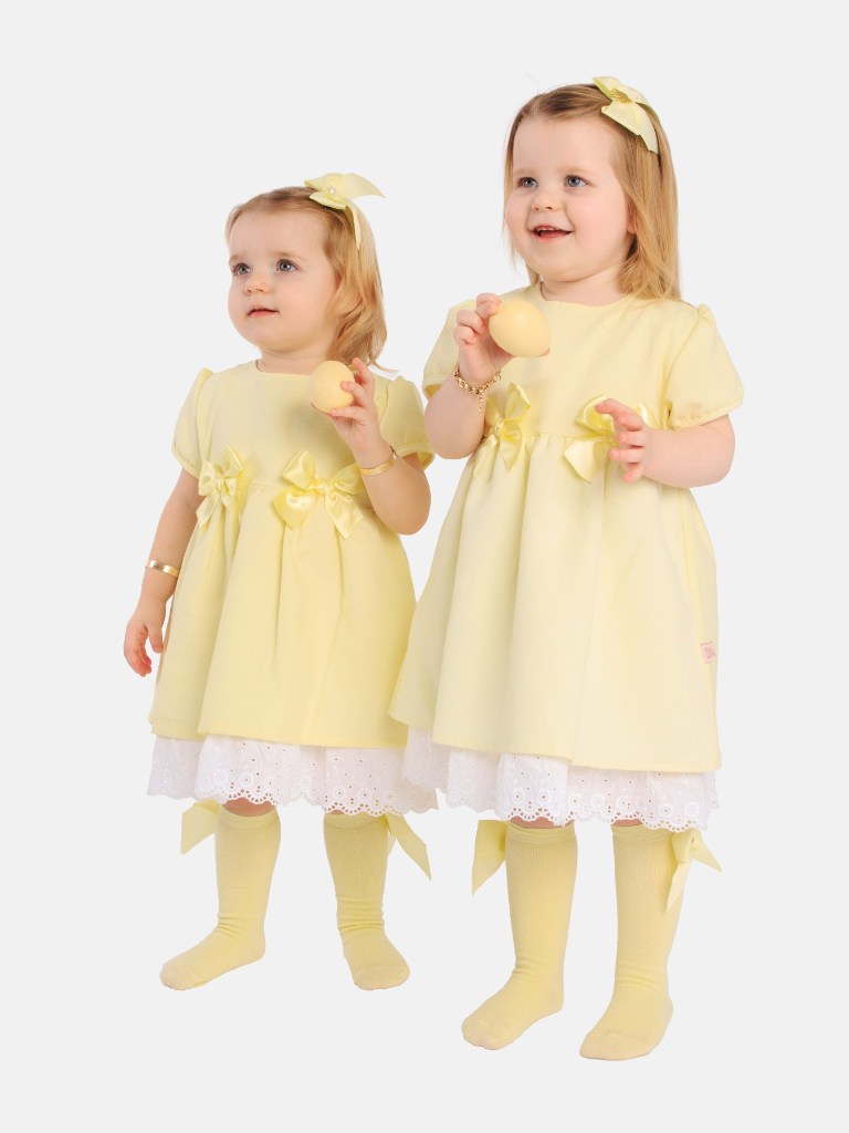 Baby Girl Nina Collection Lemon Yellow Spanish Dress with Lace