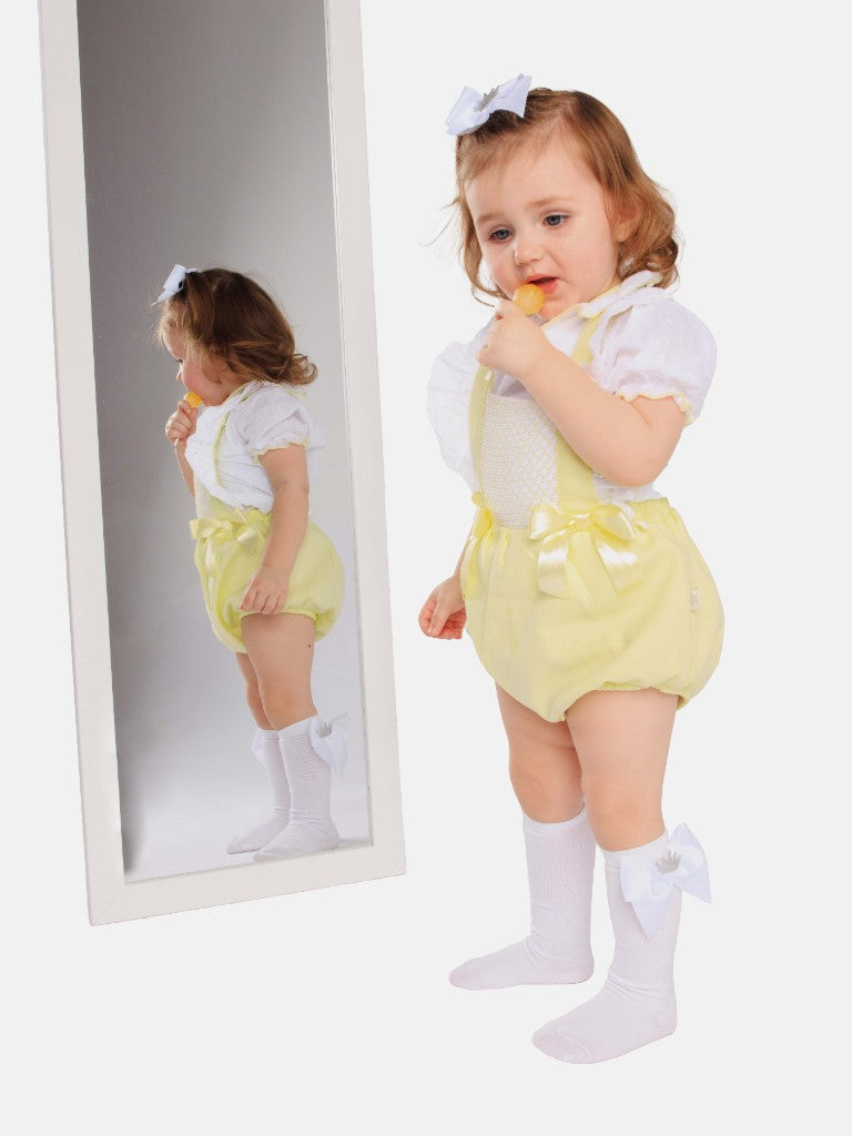 Baby Girl Lara Collection Spanish Romper Set - Lemon Yellow